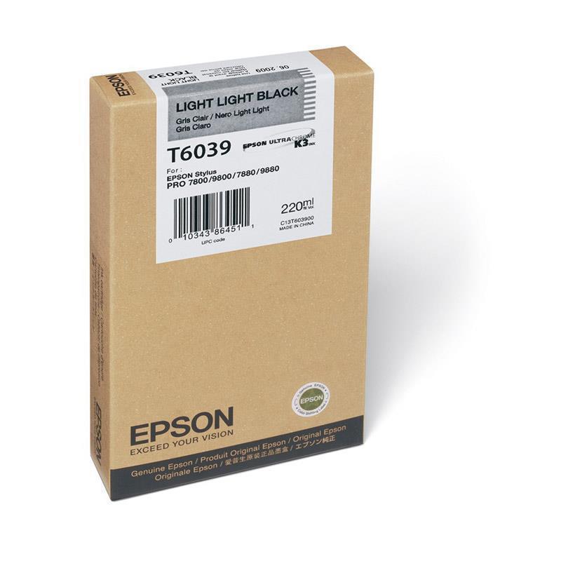 Epson črnilo T6039, 220 ml, light light black