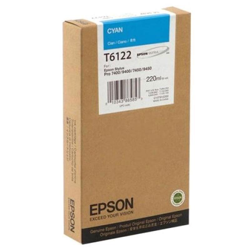 Epson črnilo T6122, 220 ml, cyan