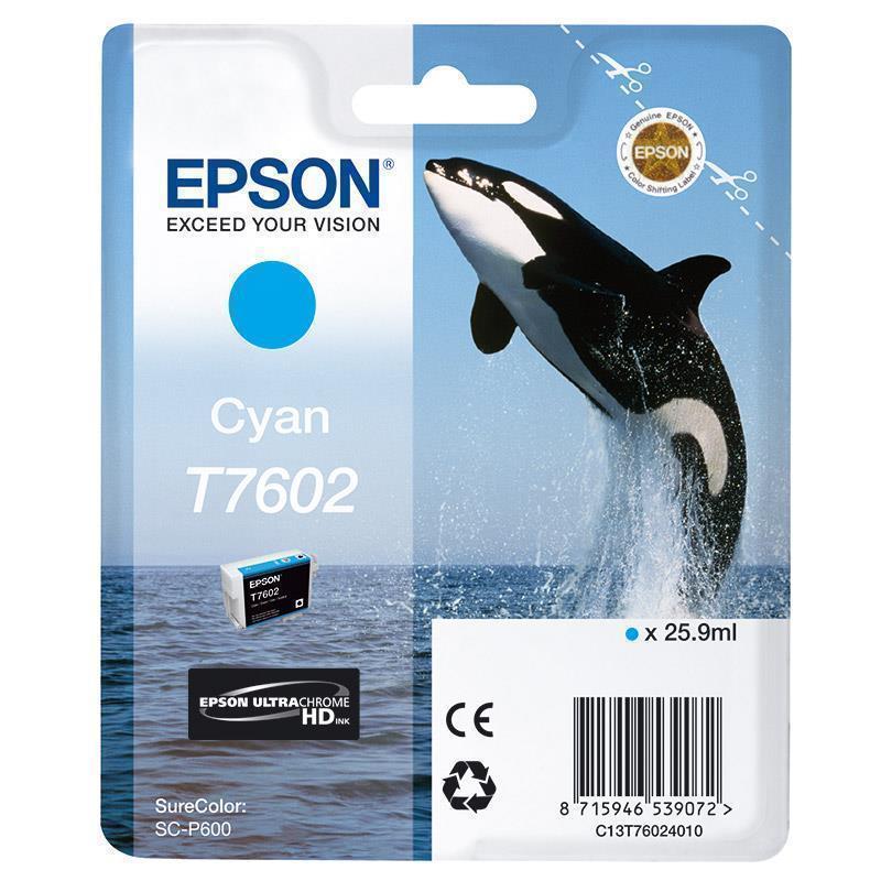 Epson črnilo T7602, 25,9 ml, cyan