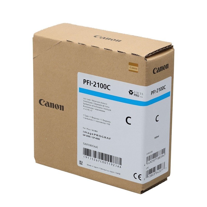 Canon pigmentno črnilo PFI-2100, 160 ml, Cyan