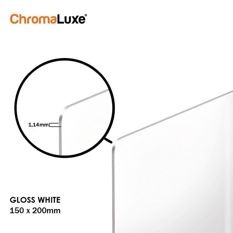 ChromaLuxe foto plošča, aluminij, bela sijajna površina,  150 x 200 mm