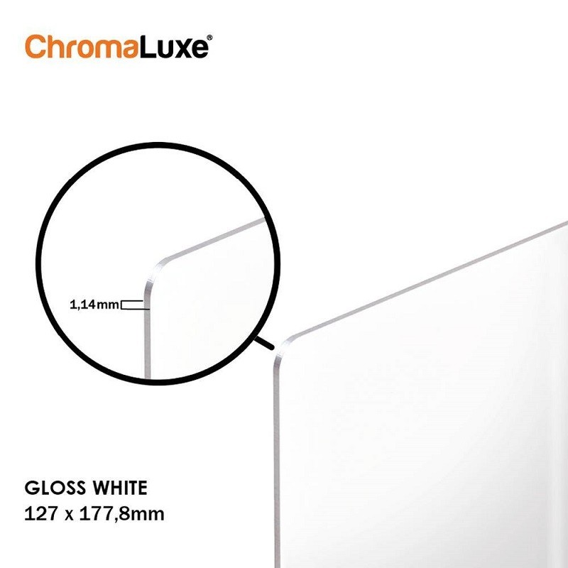 ChromaLuxe foto plošča, aluminij, bela sijajna površina,  127 x 177,8 mm